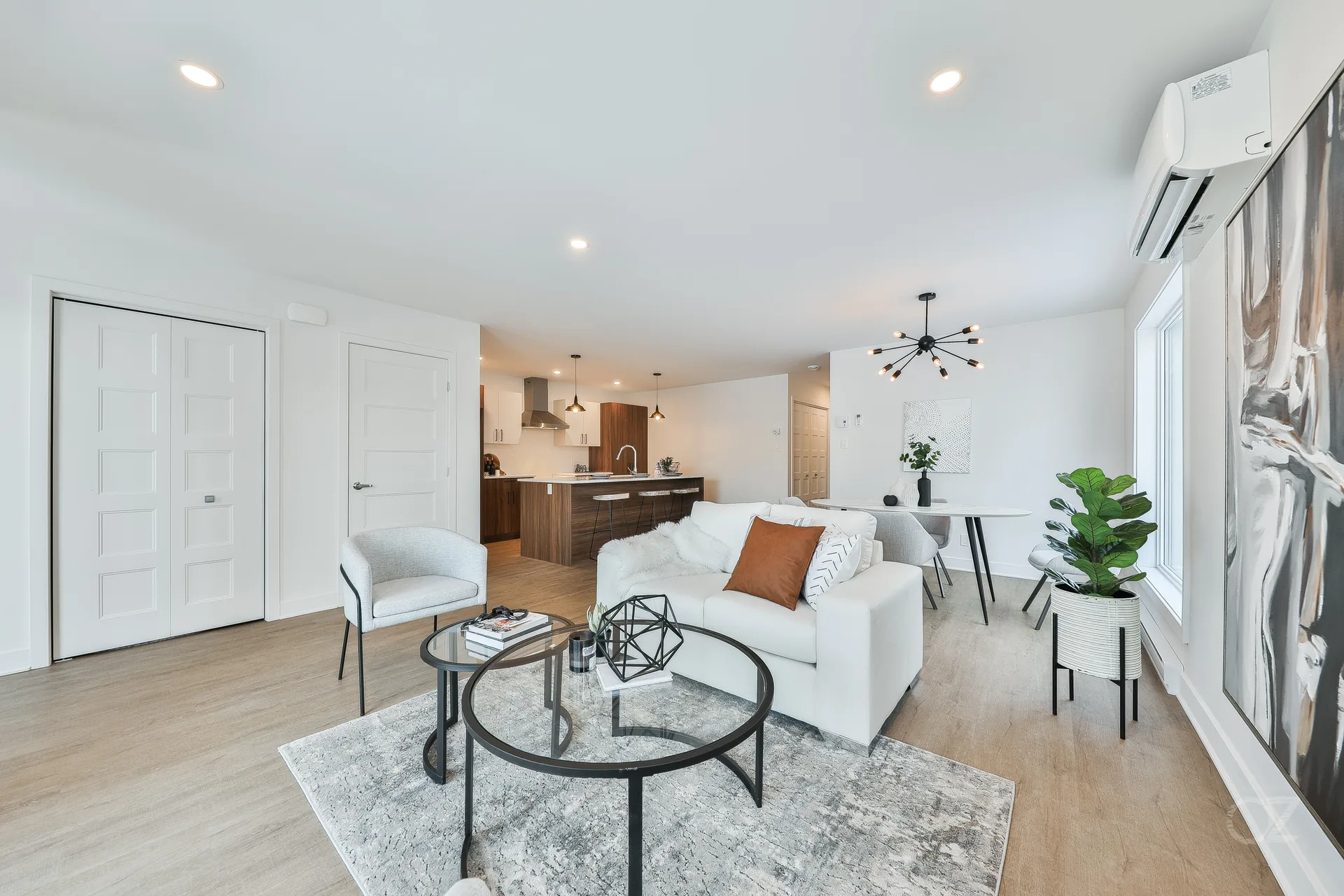 Le salon, vu depuis l’entrée du logement