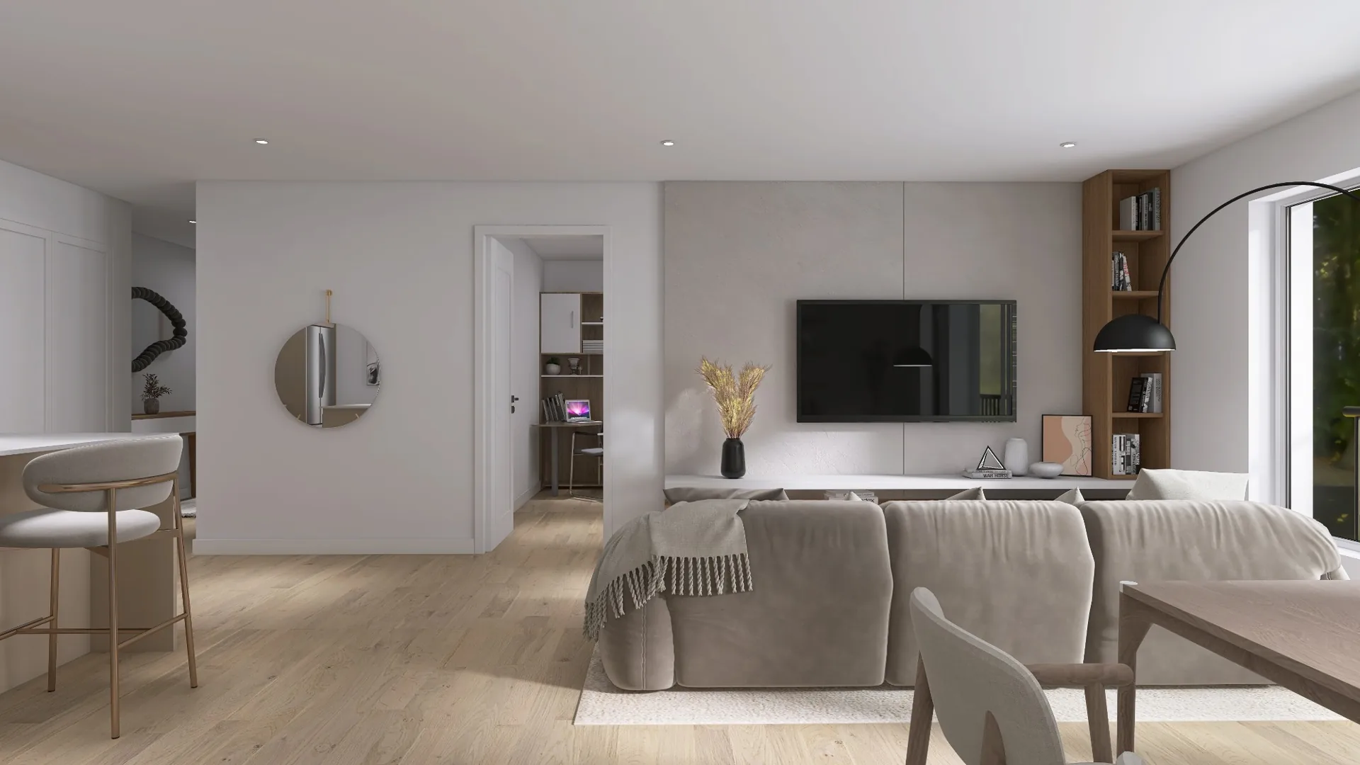 Le séjour, ouvert sur le reste du logement