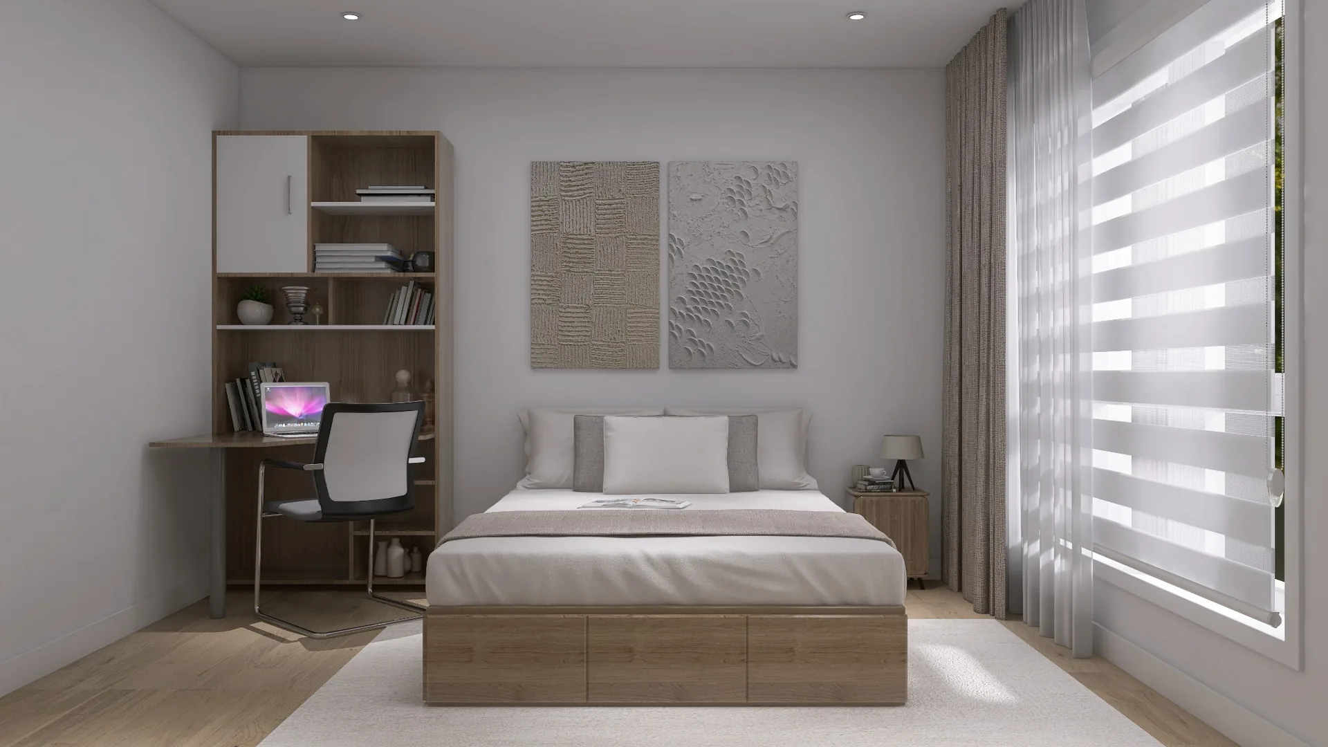Une chambre et son coin travail